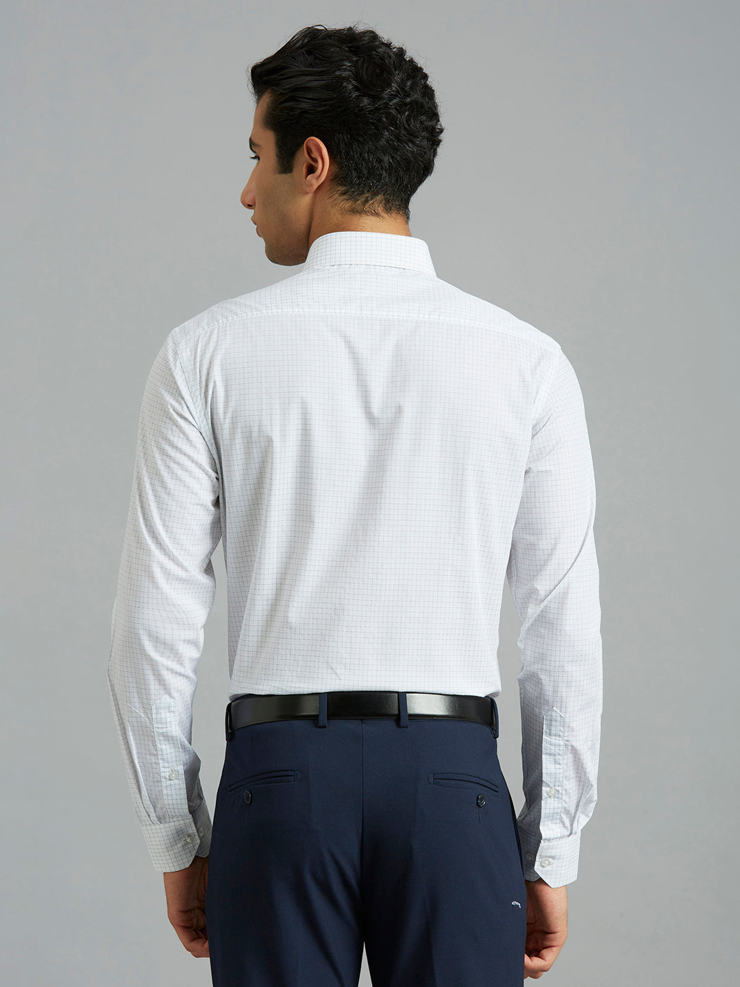 Perfect White & Light Blue Checks Pima Cotton Regular Fit Formal Full Sleeve Shirt