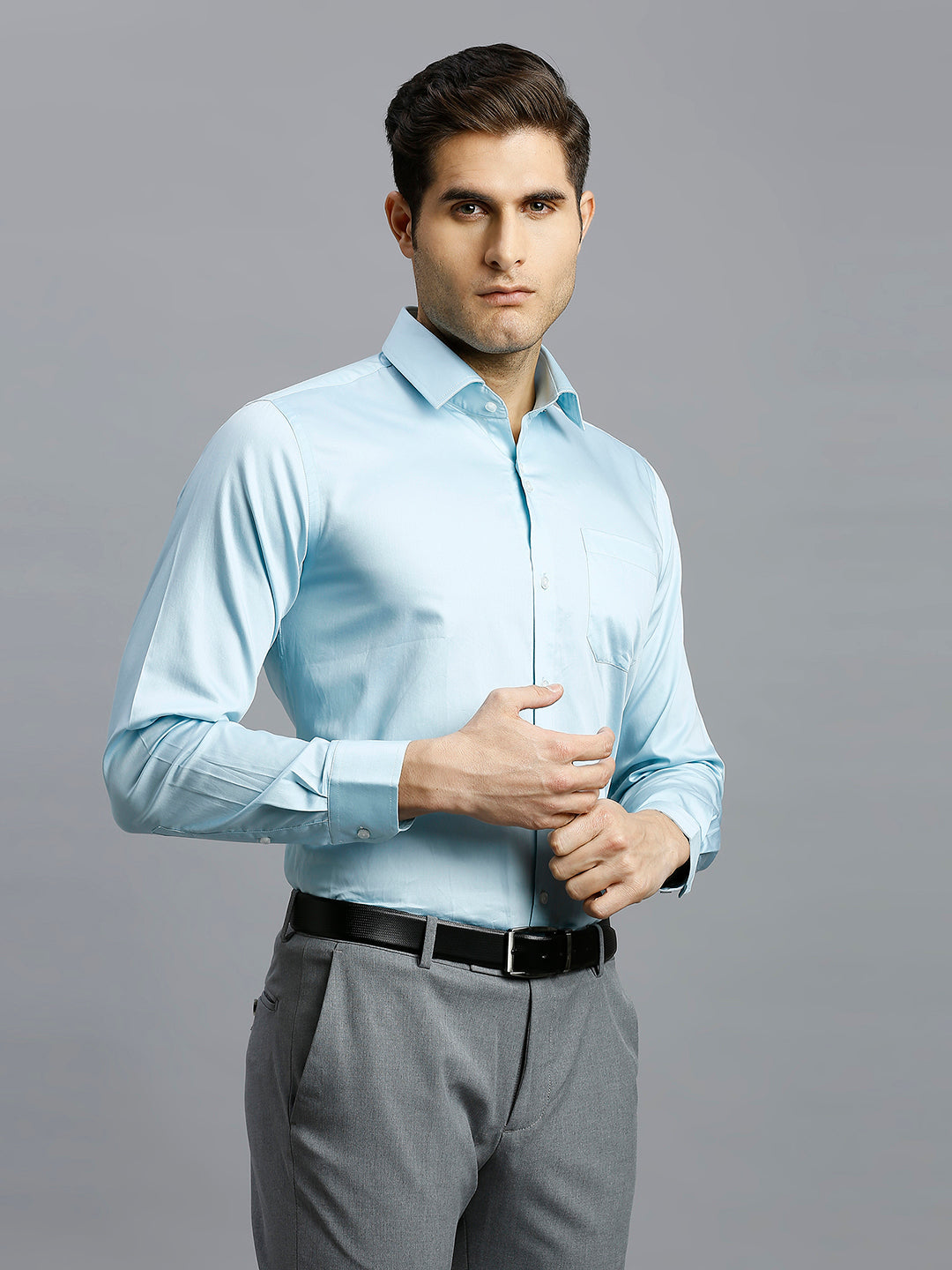 Mint Plain Gizacotton Regular Fit Formal Full Sleeve Shirt