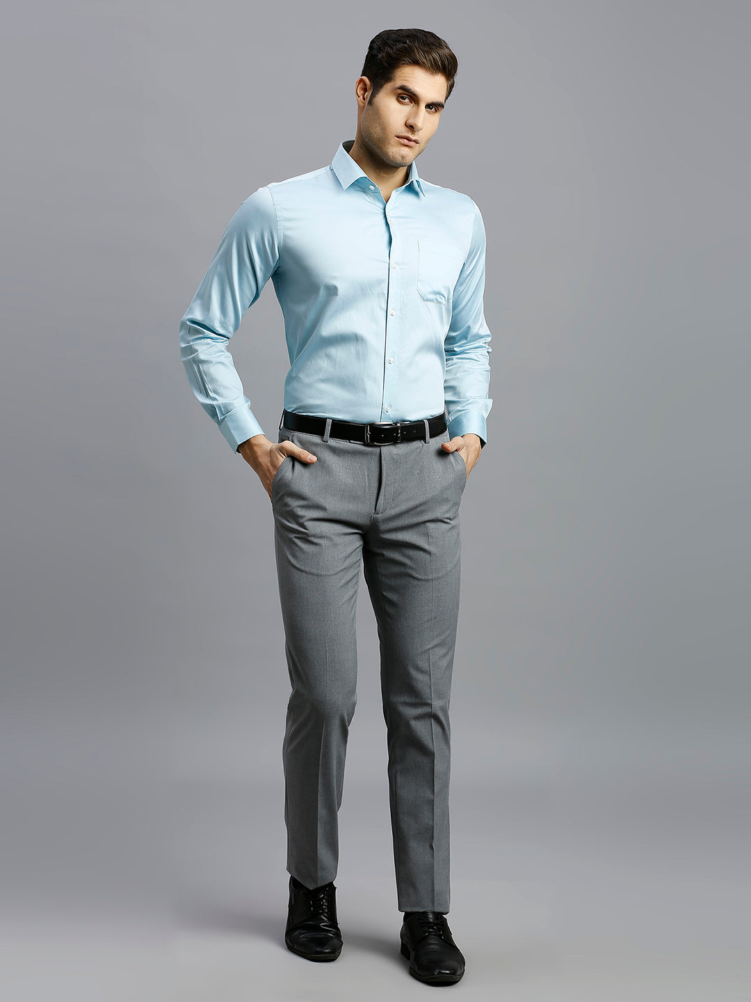 Mint Plain Gizacotton Regular Fit Formal Full Sleeve Shirt