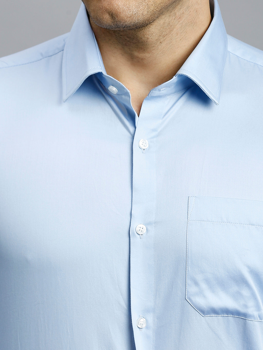 Sky Blue Solid Gizacotton Regular Fit Formal Full Sleeve Shirt