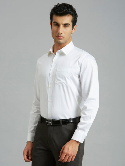 White Solid Gizacotton Regular Fit Formal Full Sleeve Shirt