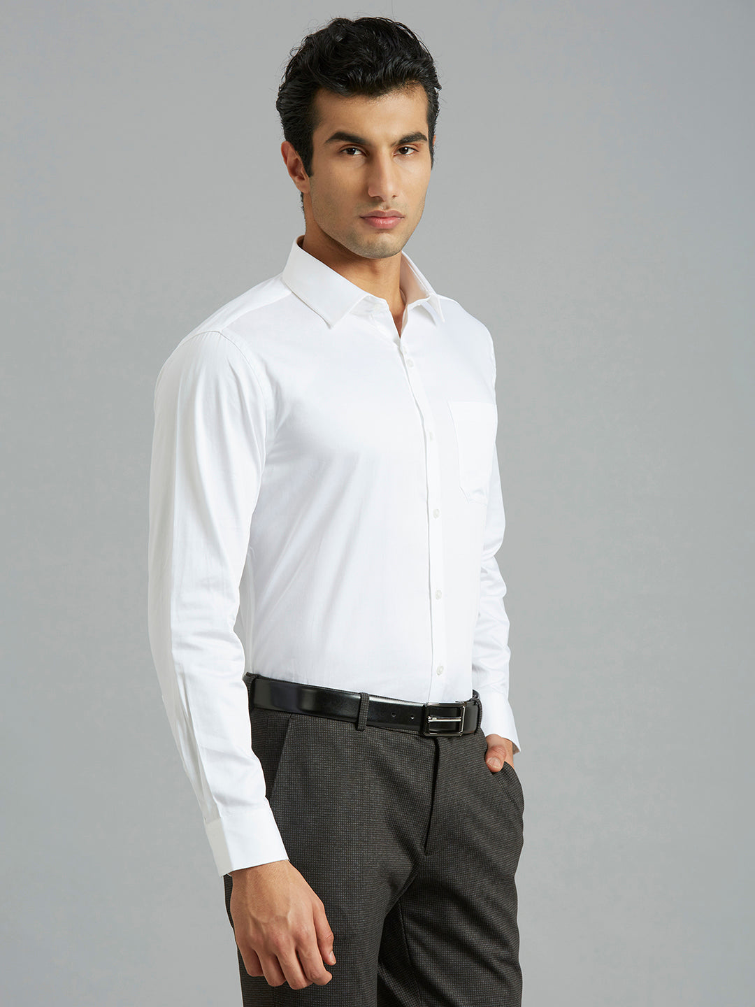 White Plain Gizacotton Regular Fit Formal Full Sleeve Shirt