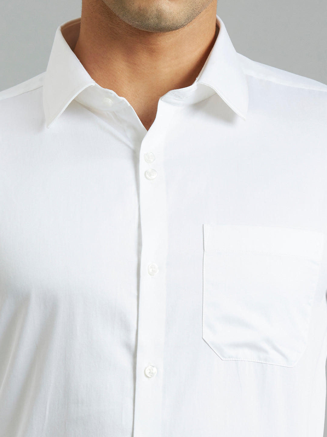 White Solid Gizacotton Regular Fit Formal Full Sleeve Shirt