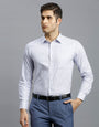 White & Blue & Light Purple Checks 100% Cotton Slim Fit Formal Full Sleeve Shirt