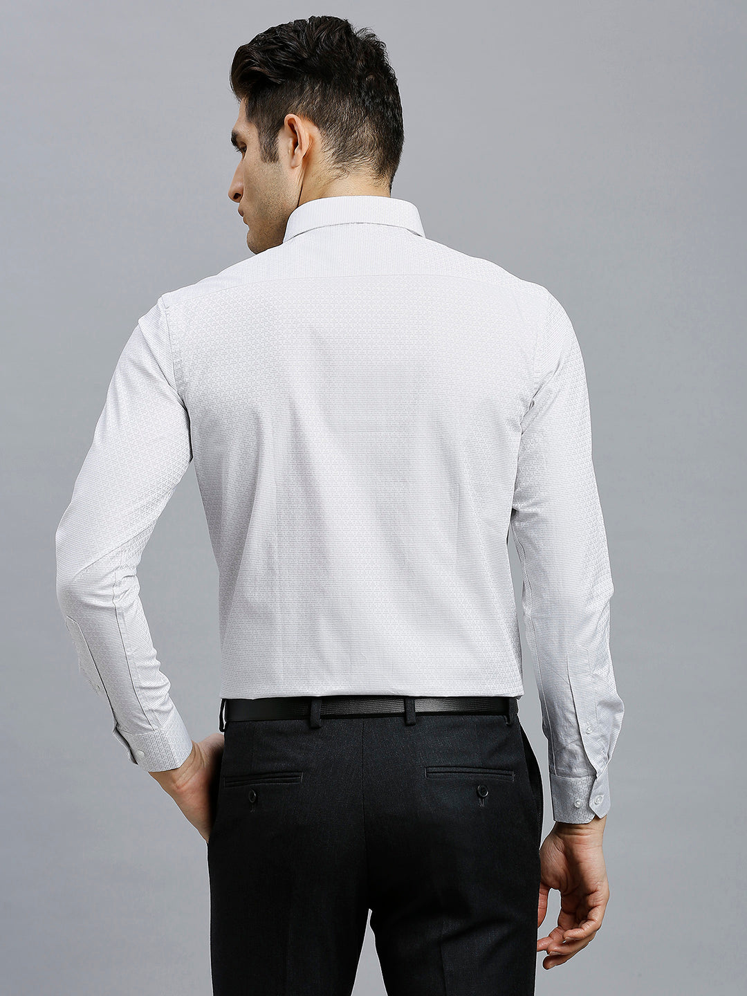 White & Dark Grey Stripe 100% Cotton Regular Fit Formal Full Sleeve Shirt