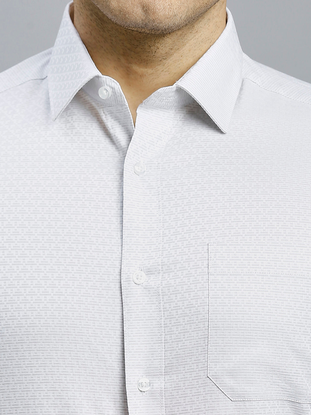 White & Dark Grey Stripe 100% Cotton Regular Fit Formal Full Sleeve Shirt