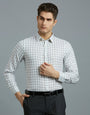 White & Black Checks 100% Linen Regular Fit Formal Full Sleeve Shirt