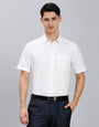 White Solid 100% Cotton Regular Fit Formal Half Sleeve Shirt