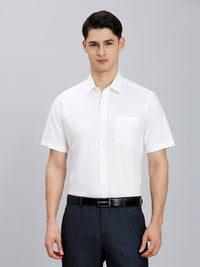Comfortable White Solid 100% Cotton Regular Fit Formal Half Sleeve Shirt