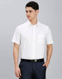 White Solid 100% Cotton Regular Fit Formal Half Sleeve Shirt