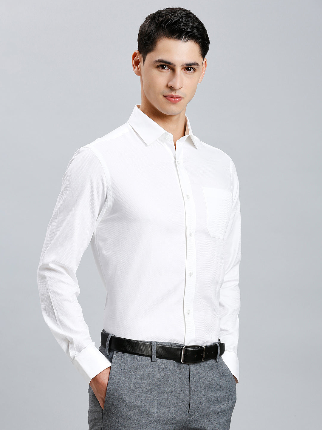 Classic White Solid 100% Cotton Regular Fit Formal Full Sleeve Shirt