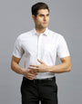 White Solid 100% Cotton Regular Fit Formal Half Sleeve Shirt