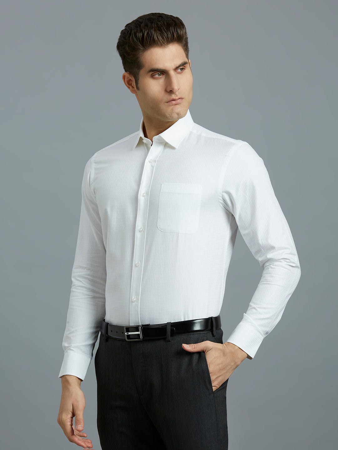 White Solid 100% Cotton Regular Fit Formal Full Sleeve Shirt