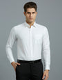 White Dobby Solid 100% Cotton Regular Fit Formal Full Sleeve Shirt