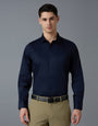 Navy Solid 60'S Satin Lycra Slim Fit Formal Full Sleeve Shirt