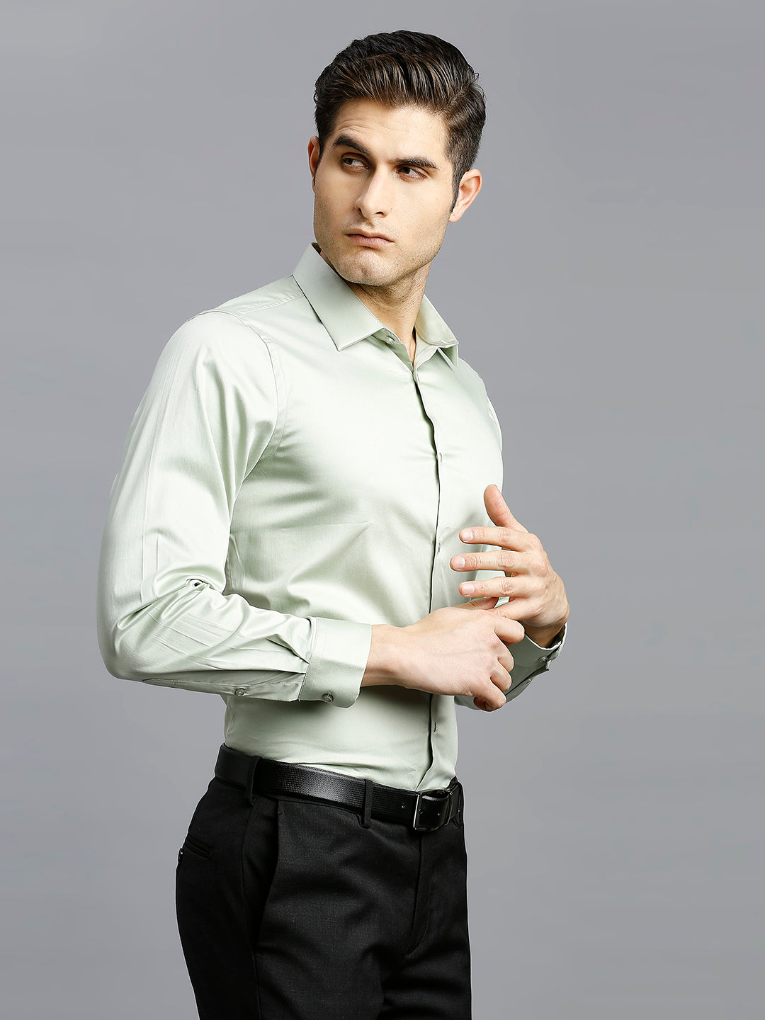 Pista Solid 60'S Satin Lycra Slim Fit Formal Full Sleeve Shirt