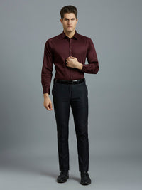 Dark Navy Plain Poly Viscose Elastane Auto Fit Formal Cross Pocket Trouser