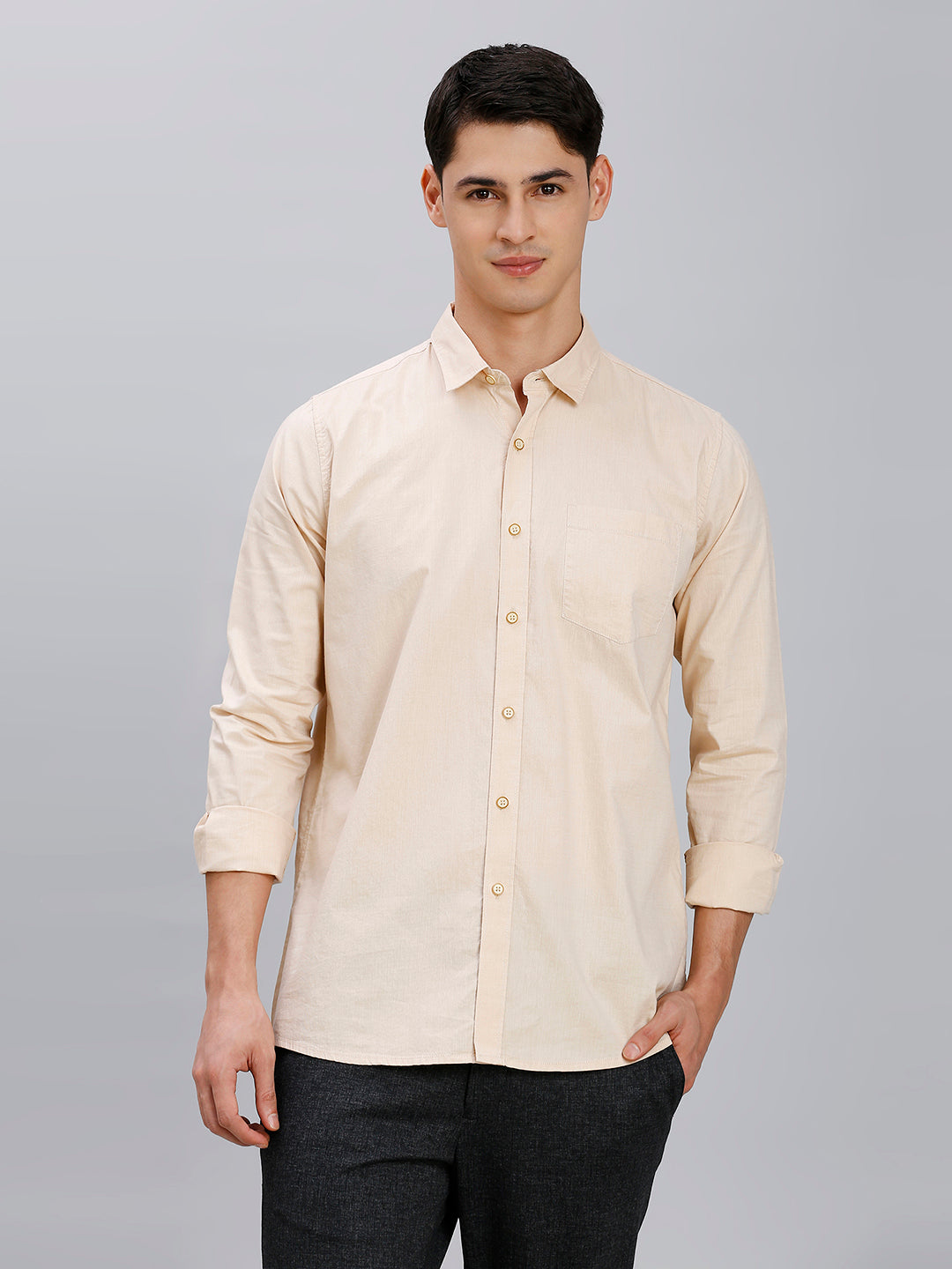 Biscuit Fil A Fil 100% Cotton Slim Fit Casual Full Sleeve Shirt