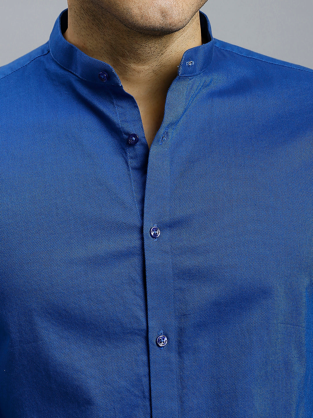 Dark Blue Dobby Y/D 100% Cotton Slim Fit Casual Roll Up Full Sleeve Shirts