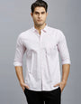 White & Pink Stripe 100% Cotton Slim Fit Casual Full Sleeve Shirts