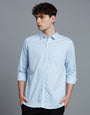 White & Blue Stripe 100% Cotton Slim Fit Casual Full Sleeve Shirt