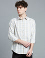 Beige & Grey Checks 100% Cotton Slim Fit Casual Full Sleeve Shirts