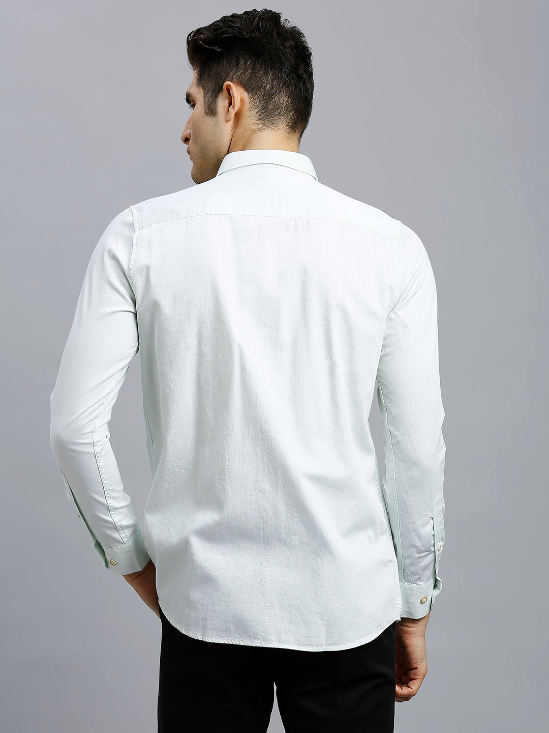 Light Green Dobby Y/D 100% Cotton Slim Fit Casual Full Sleeve Shirt