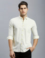 Light Yellow Dobby Y/D 100% Cotton Slim Fit Casual Full Sleeve Shirt