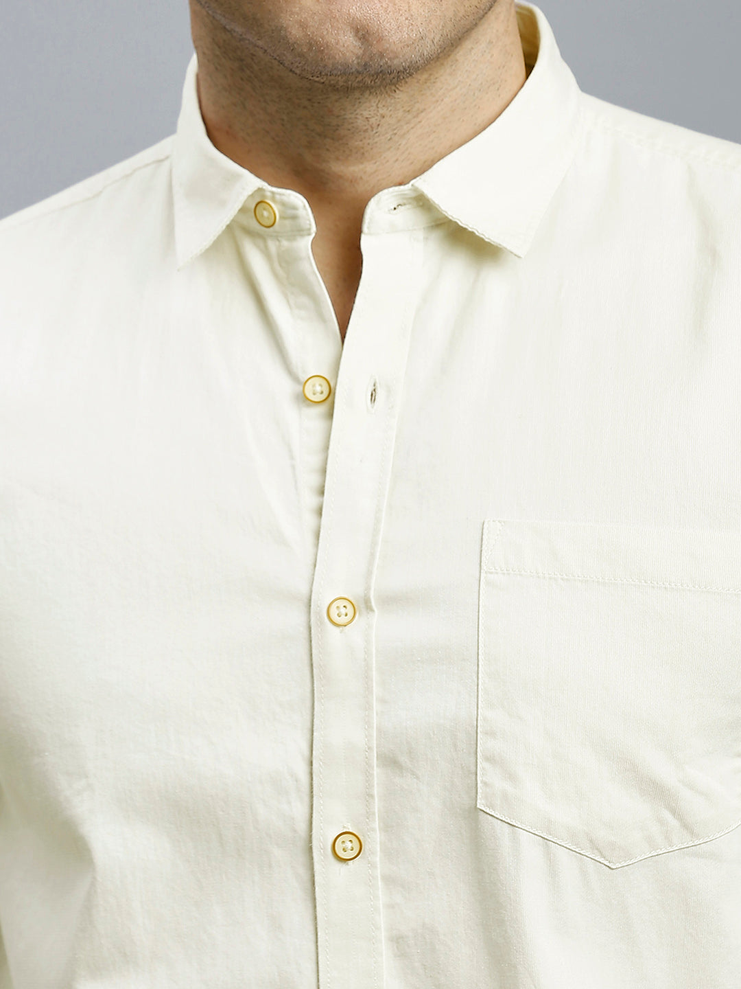 Light Yellow Dobby Y/D 100% Cotton Slim Fit Casual Full Sleeve Shirt