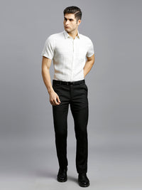 Charcoal Plain Wool Blend With Elastane Auto Fit Formal Cross Pocket Trouser
