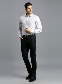 Black Knitted Fabric Poly Viscose Elastane Tailor Fit Formal Cross Pocket Trouser