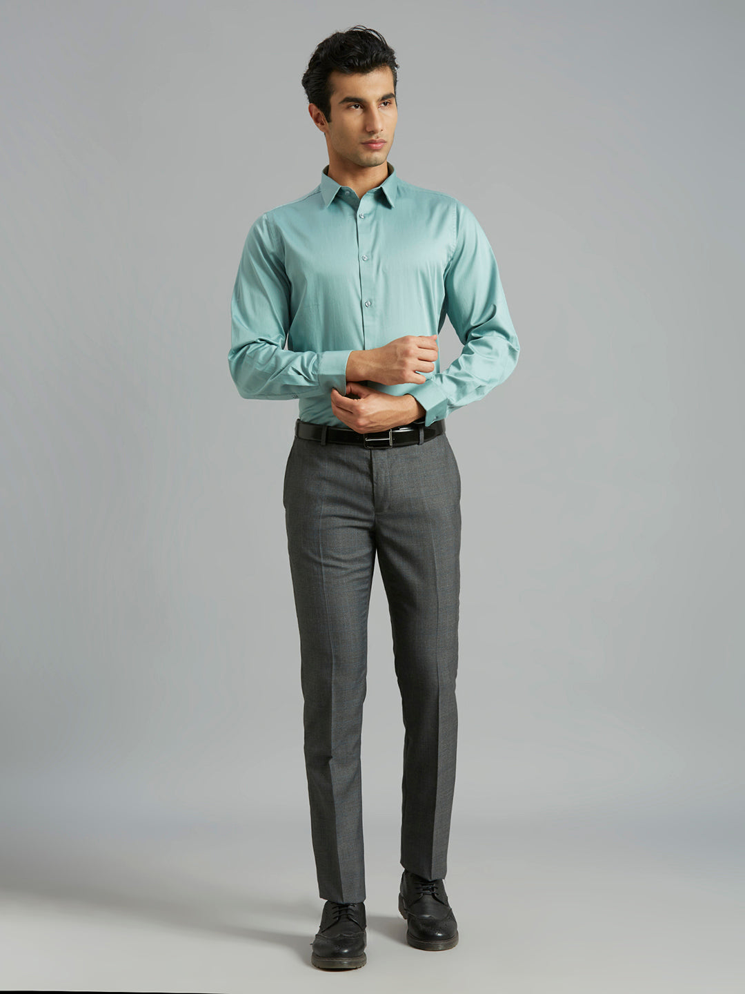 Black Plain Poly Viscose Tailor Fit Formal Cross Pocket Trouser