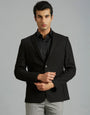 Black Dobby Y/D Poly Viscose Elastane Tailor Fit Formal Full Sleeve Blazer