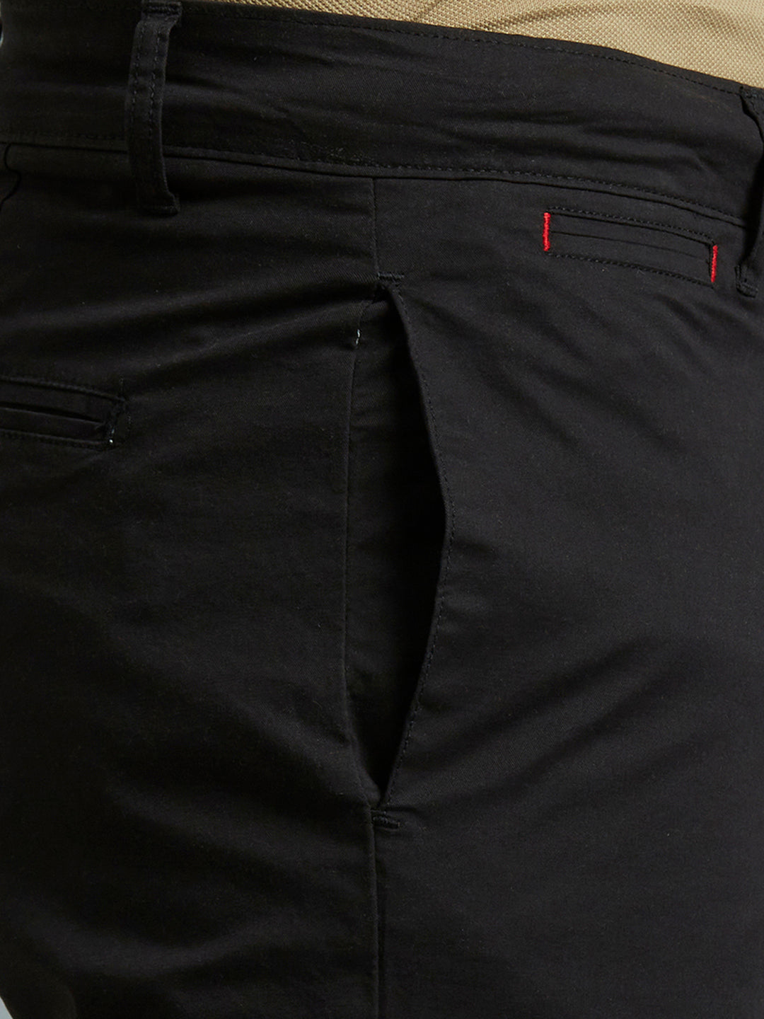 Black Twill Cotton Spandex Tailor Fit Casual Closed Bottom Short