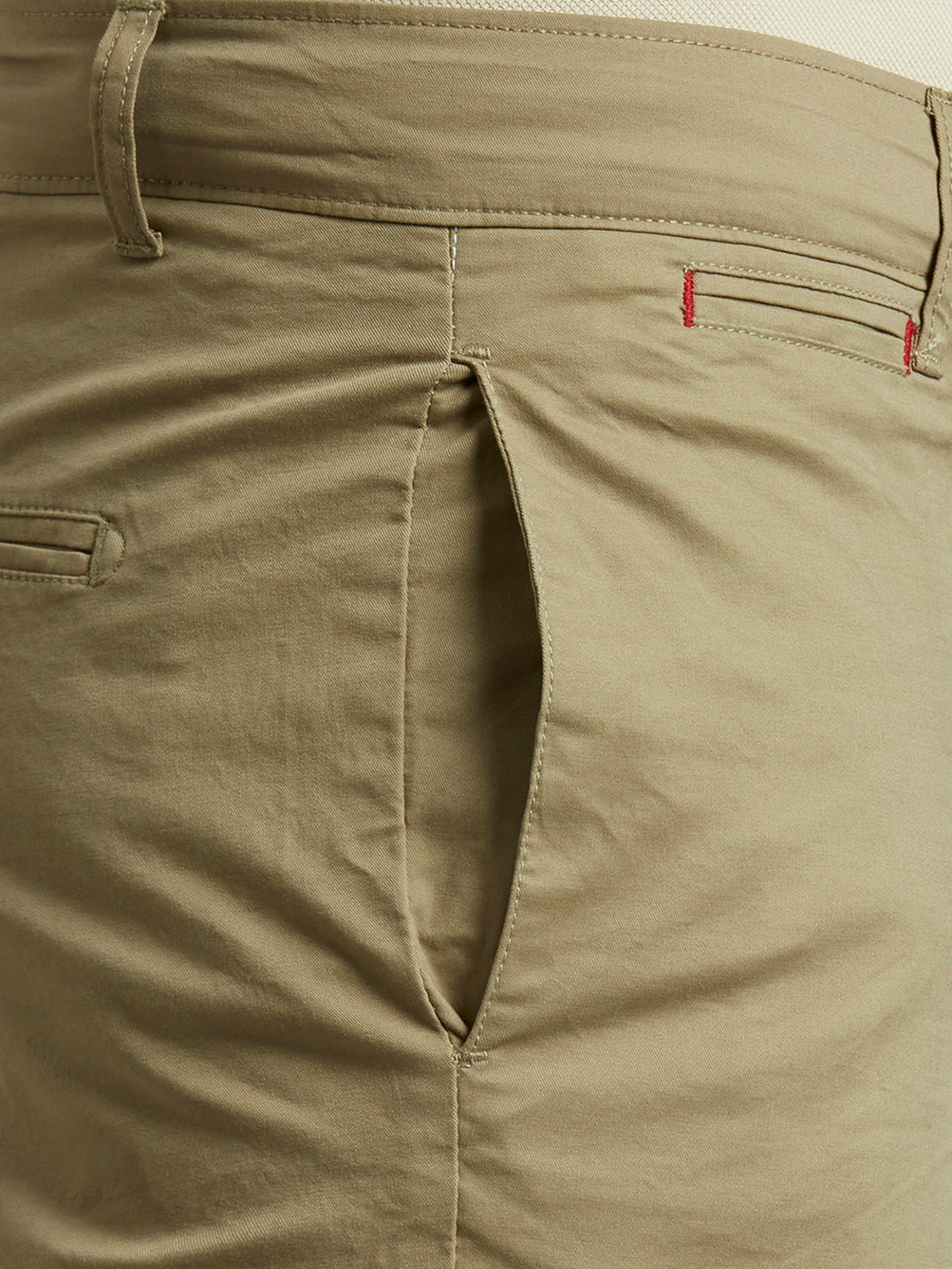 Brown Twill Cotton Spandex Tailor Fit Casual Closed Bottom Short