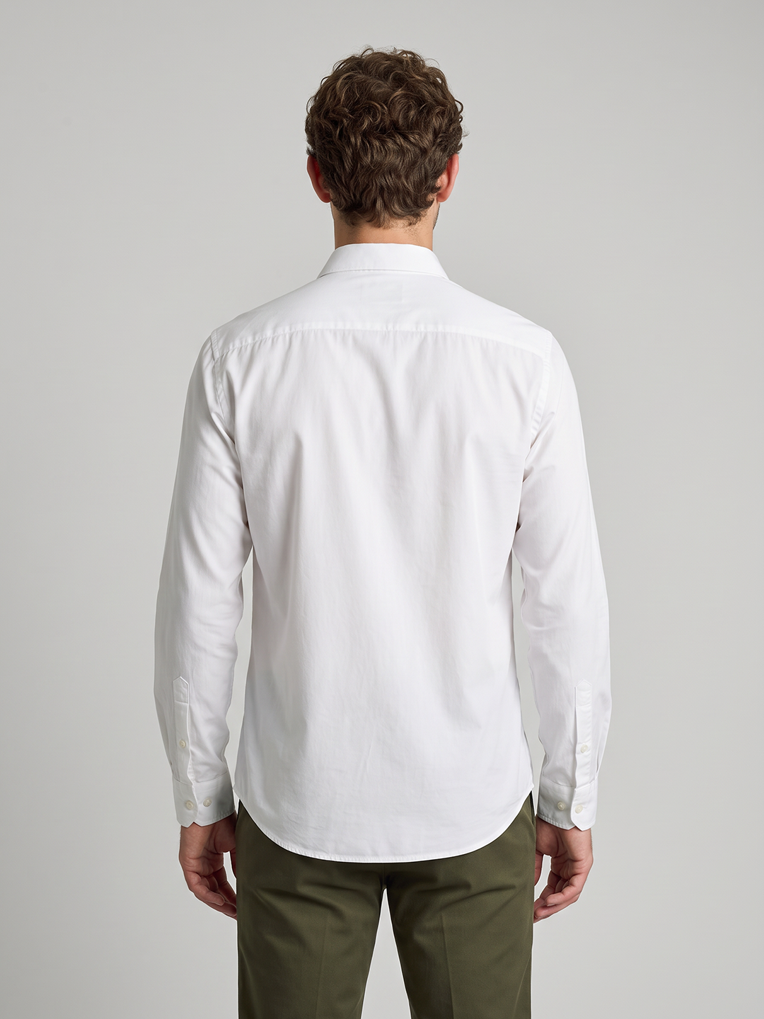 Men's Pure Cotton Solid Slim Fit Full Sleeve Casual Shirt - White