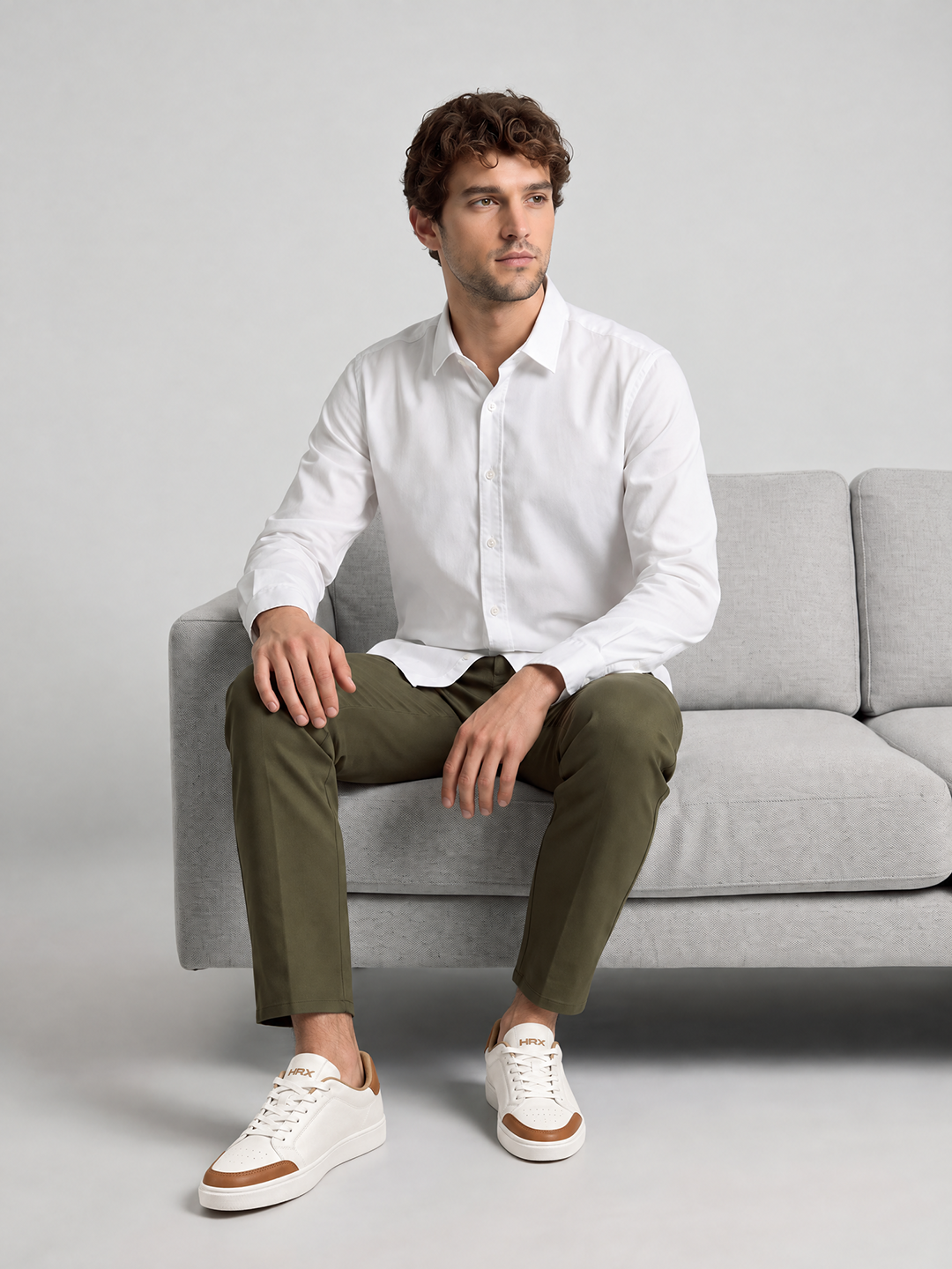 Men's Pure Cotton Solid Slim Fit Full Sleeve Casual Shirt - White