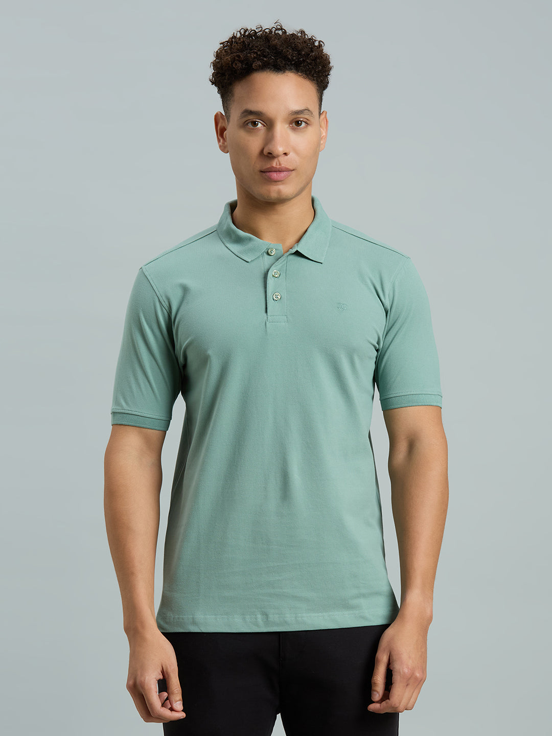 Green Fig Pq Cotton Spandex Slim Fit Casual Half Sleeve T-Shirt