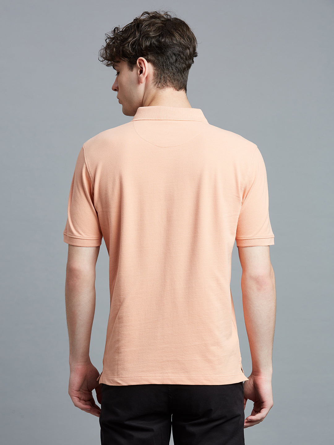 Peach Pq Cotton Spandex Slim Fit Casual Half Sleeve T-Shirt