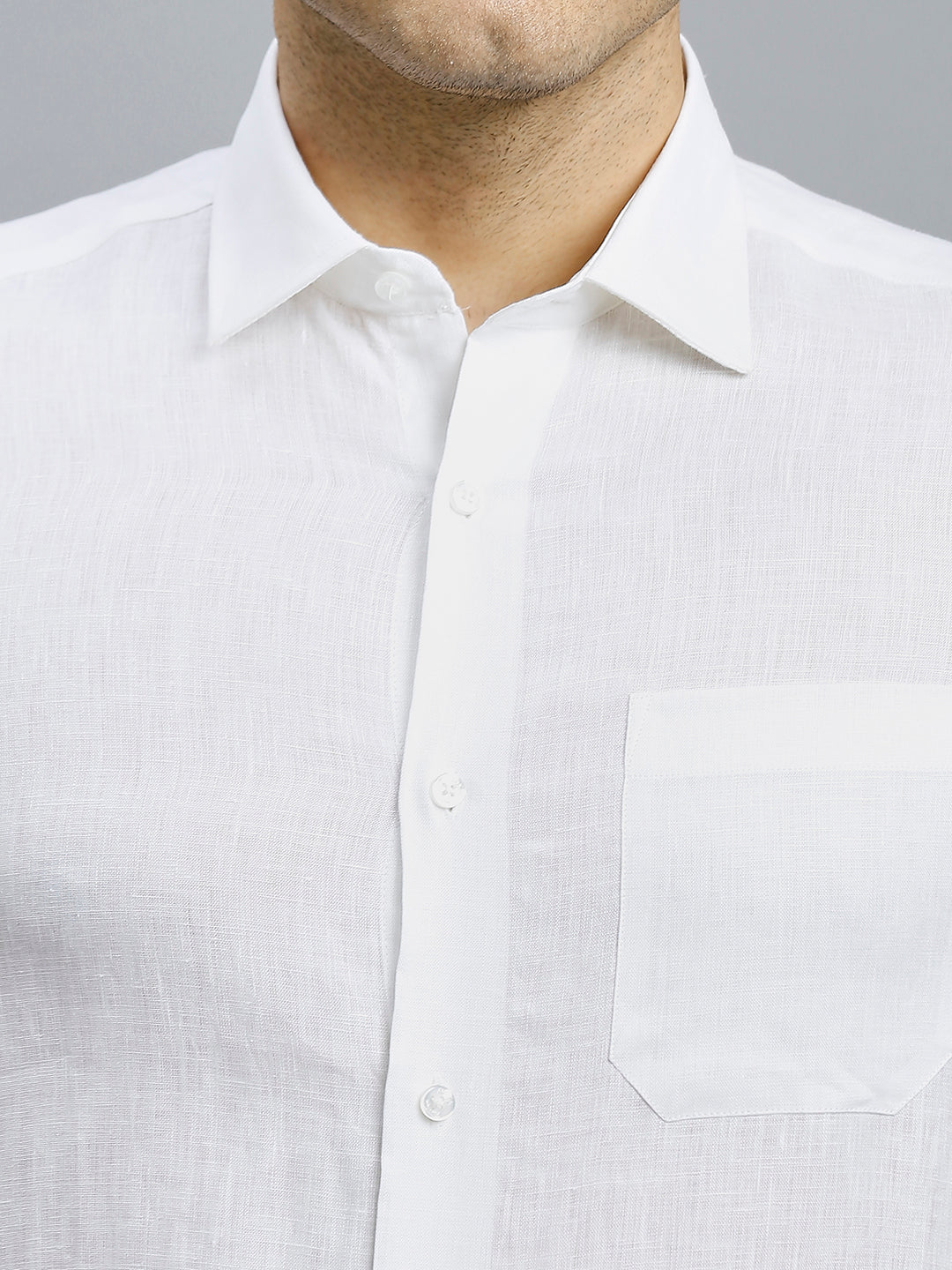 White Solid 100% Linen Regular Fit Formal Half Sleeve Shirt