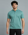 Mint Jacquard 100% Cotton Slim Fit Casual Half Sleeve T-Shirt