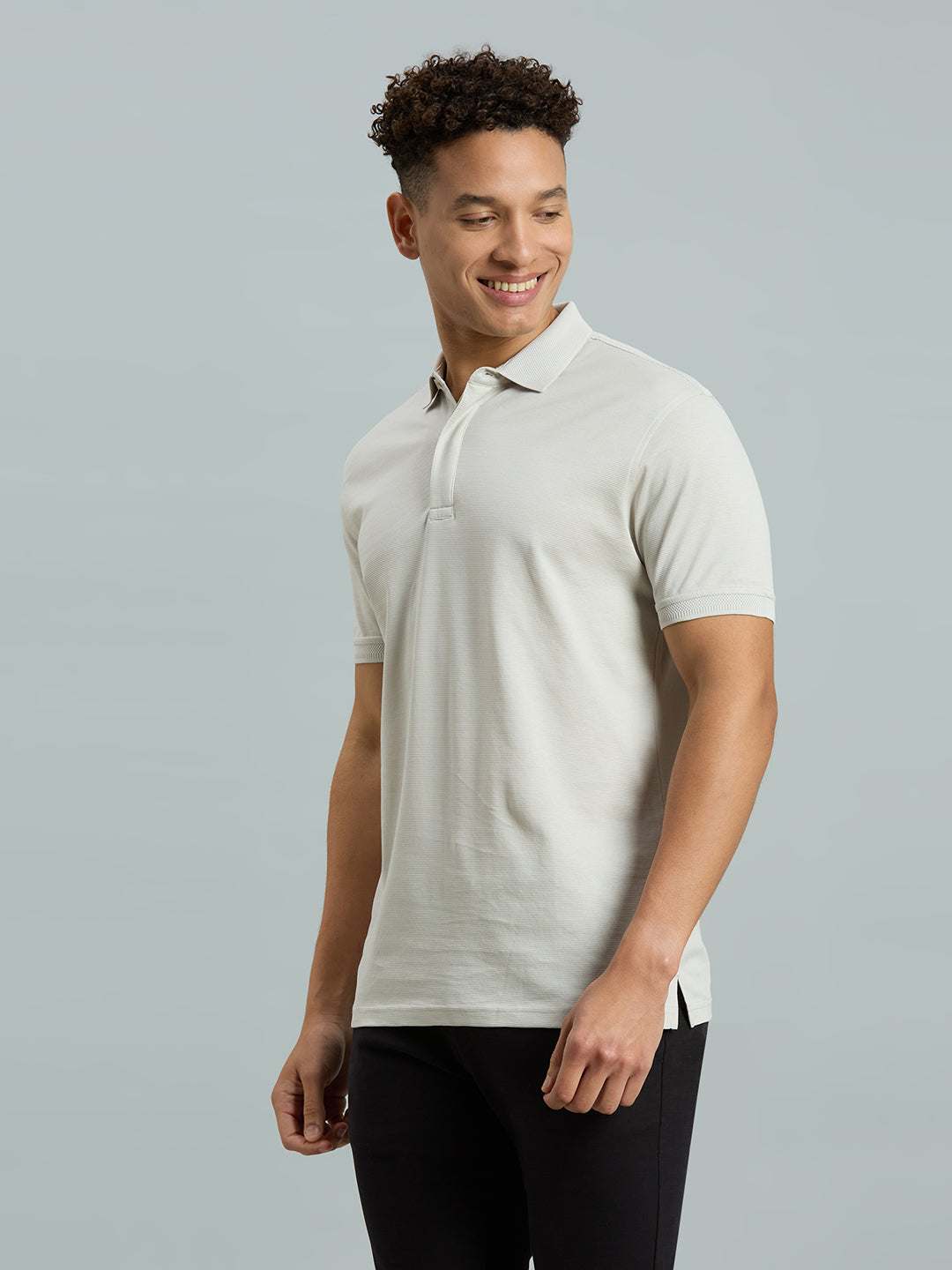 Oyster Jacquard 100% Cotton Slim Fit Casual Half Sleeve T-Shirt