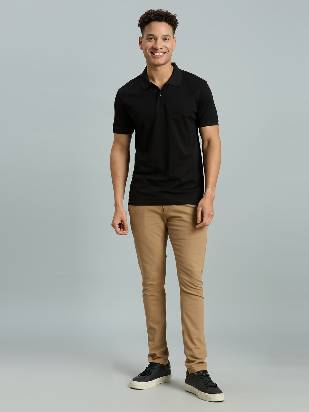 Black Pq 100% Cotton Slim Fit Casual Half Sleeve T-Shirt