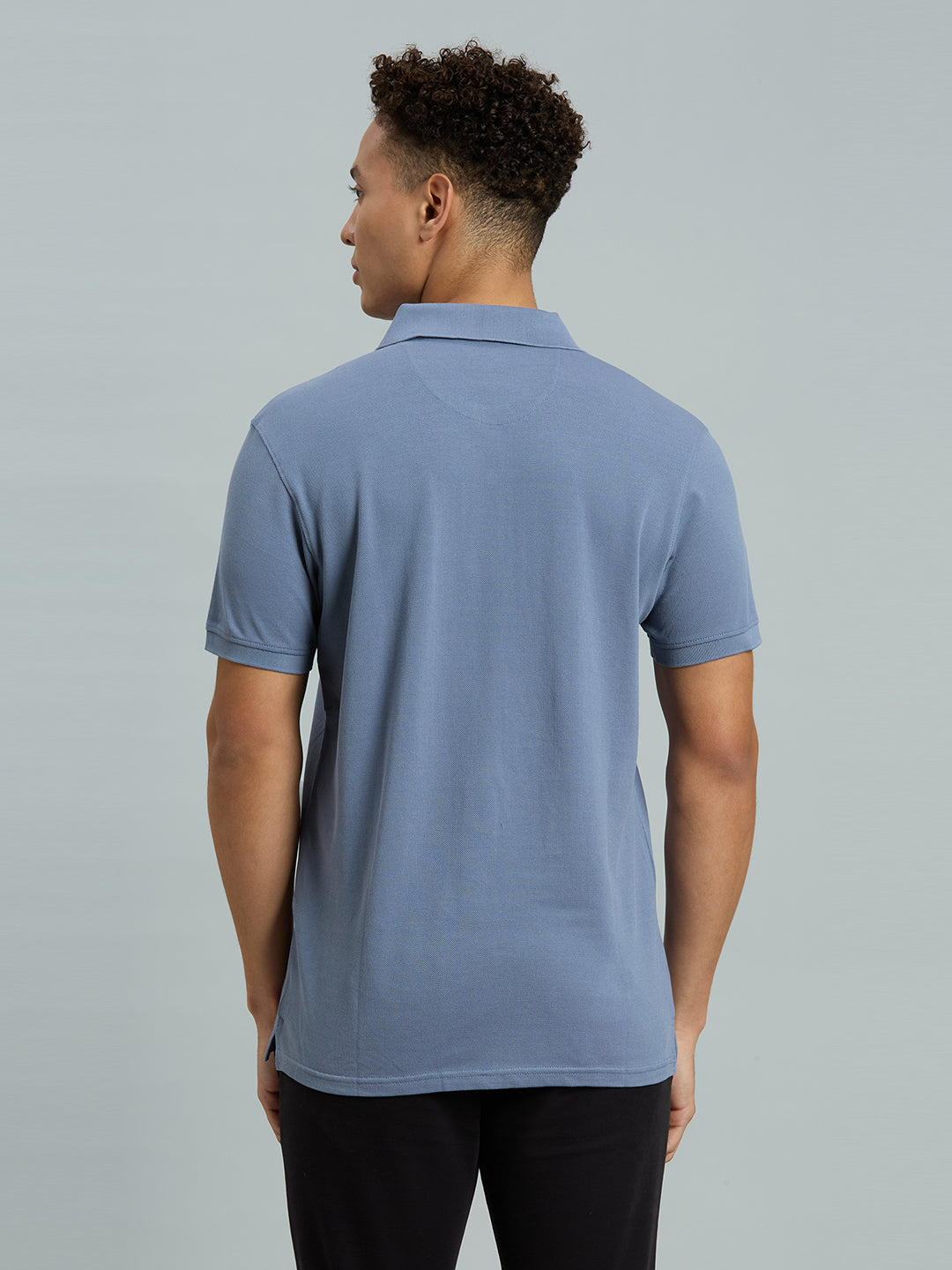 Dusty Blue Pq 100% Cotton Slim Fit Casual Half Sleeve T-Shirt