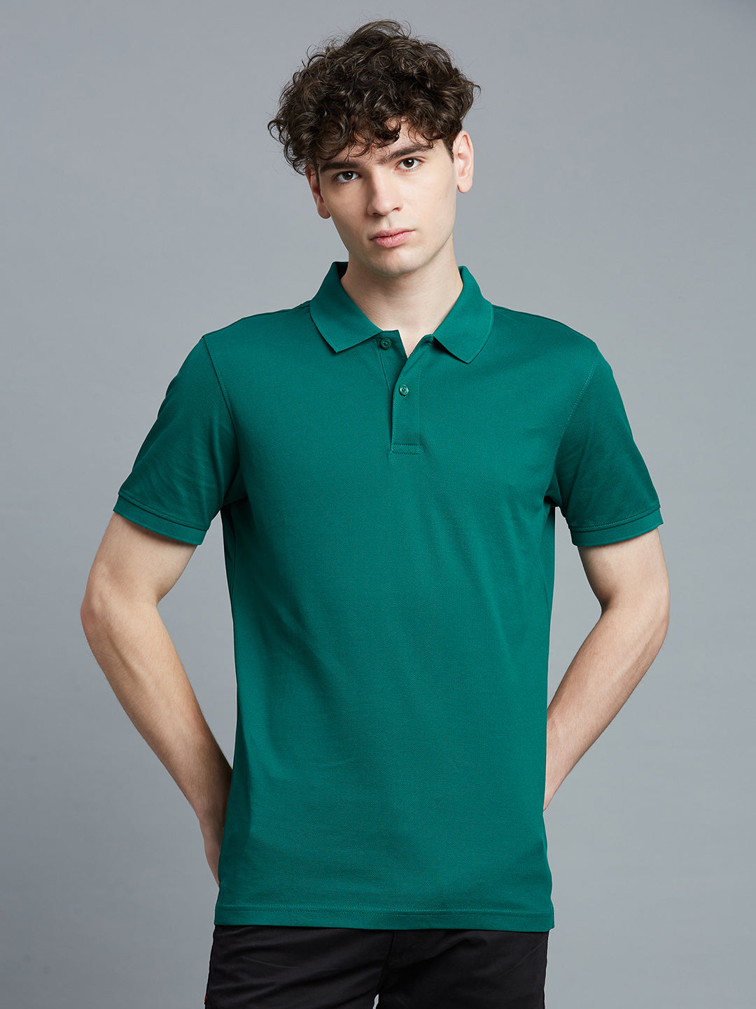 Dark Green Pq 100% Cotton Slim Fit Casual Half Sleeve T-Shirts