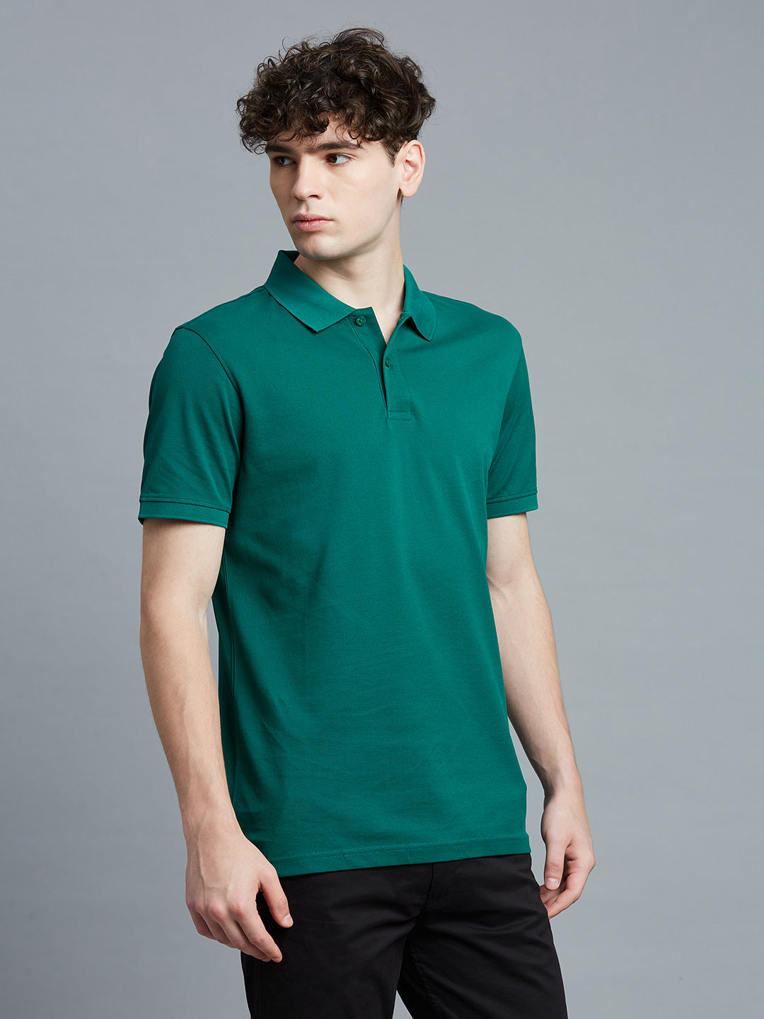 Dark Green Pq 100% Cotton Slim Fit Casual Half Sleeve T-Shirts