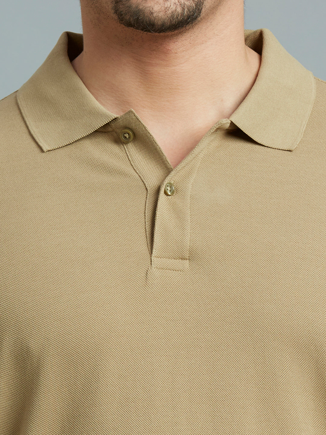 Light Brown Pq 100% Cotton Slim Fit Casual Half Sleeve T-Shirt