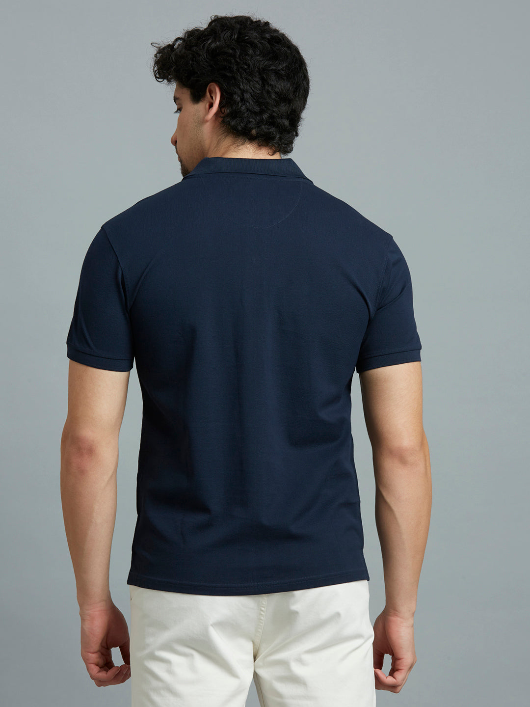 Navy Pq 100% Cotton Slim Fit Casual Half Sleeve T-Shirt