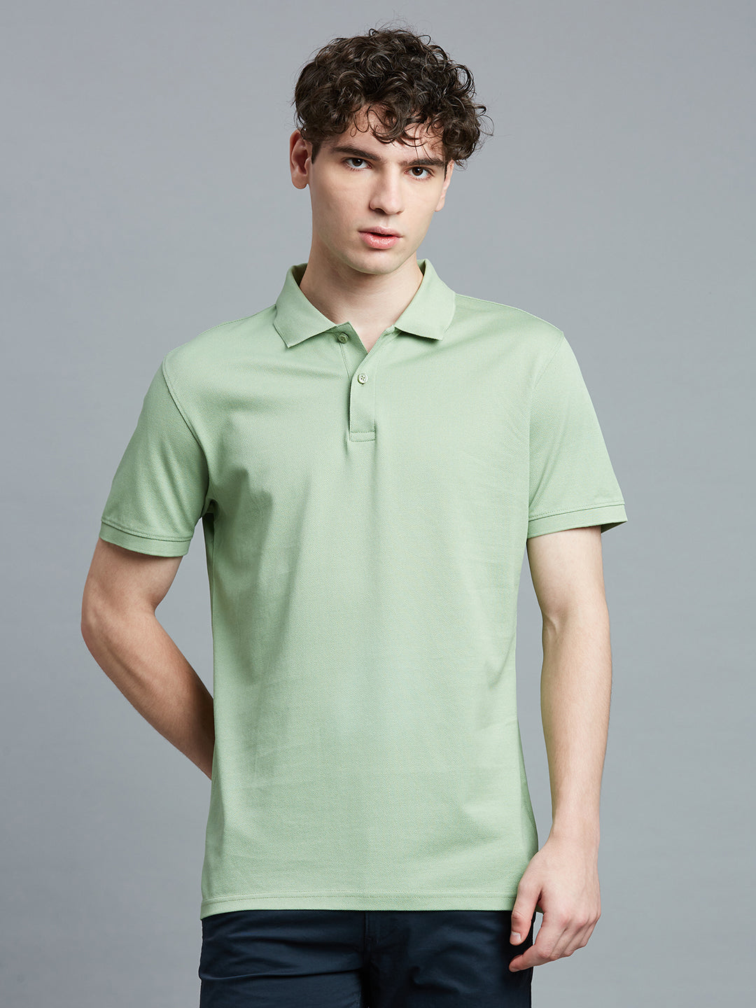 Saga Green Pq 100% Cotton Slim Fit Casual Half Sleeve T-Shirt