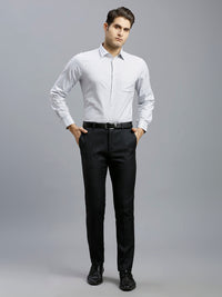 Modern Black Plain Poly Viscose Elastane Tailor Fit Formal Cross Pocket Trouser